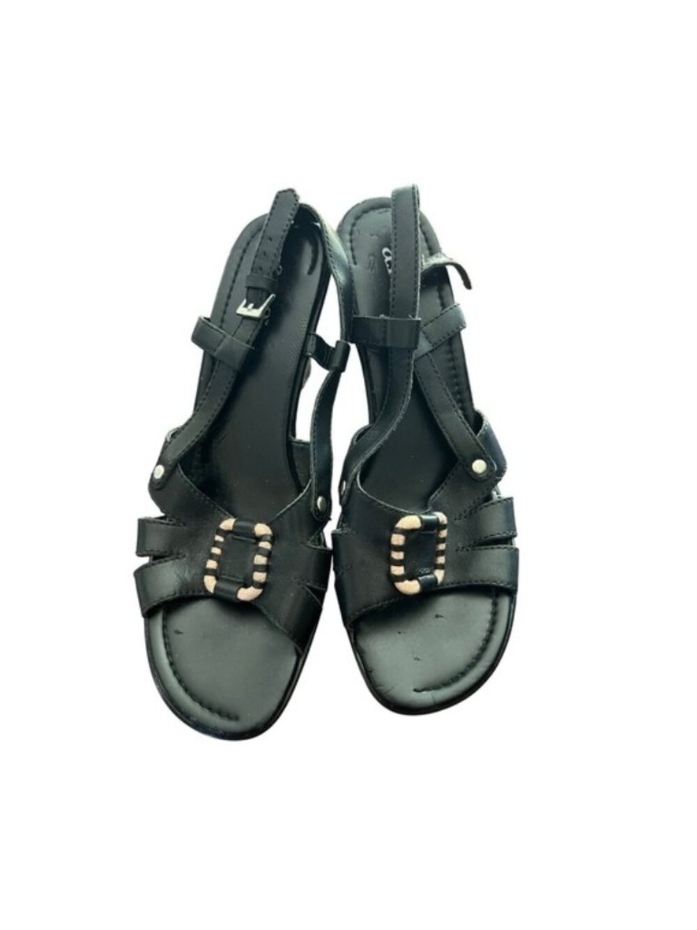 a.n.a. Black Heeled Sandals Women's Size 8.5M Ankle Strap Dressy Cage